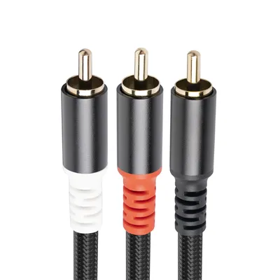 1/2/3/5M Subwoofer Y Cable 1 RCA Male To 2 RCA Male Audio Cable RCA To Dual RCA Audio Cable Splitter