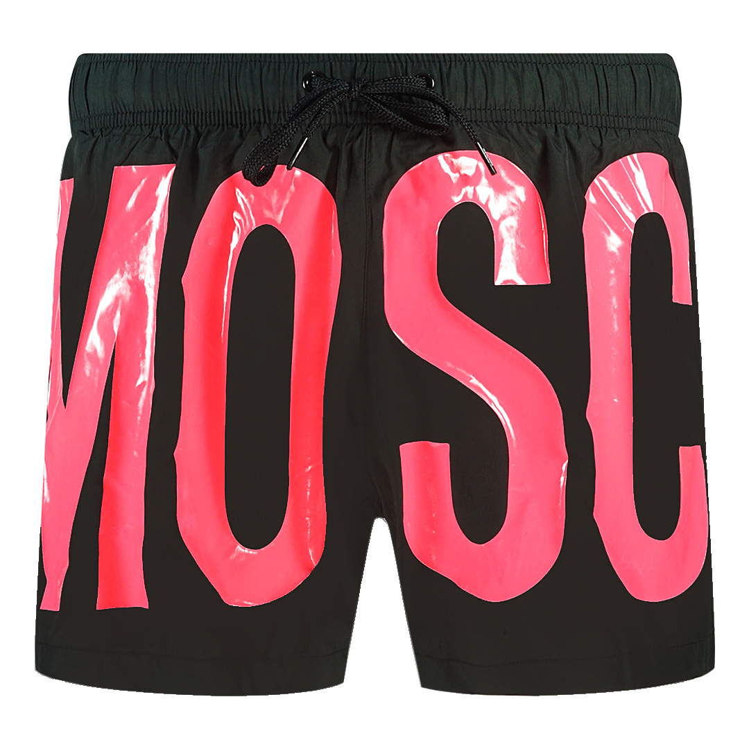 Moschino Große Rosa Logo Schwarz Schwimmen Shorts Image
