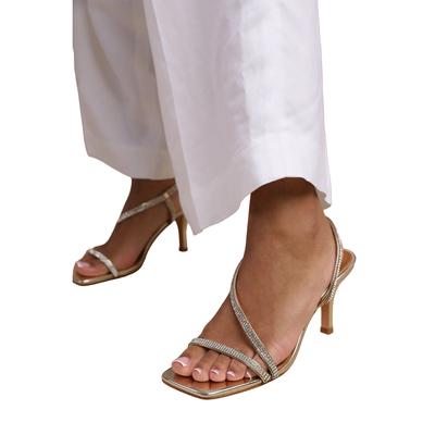 Where's That From - Damen Sandalen "Iowa", Kristall, Kunstleder (Gold)