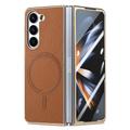 telefono Custodia Per Piega a Z 6 Z Fold 5 Z Fold 4 Per retro Con supporto e protezione per lo schermo A calamita Retrò TPU pelle sintetica