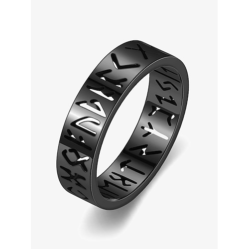 anello runico nordico da uomo – fascia in acciaio inossidabile con simbolo vichingo inciso, gioielli mitologici nordici per uomo e donna