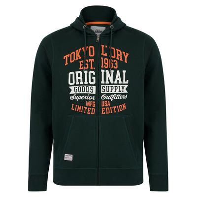 Hoodies / Sweatshirts Claude Graphic Motif Brushback Fleece Zip Through Hoodie in Scarab Green / L - Tokyo Laundry