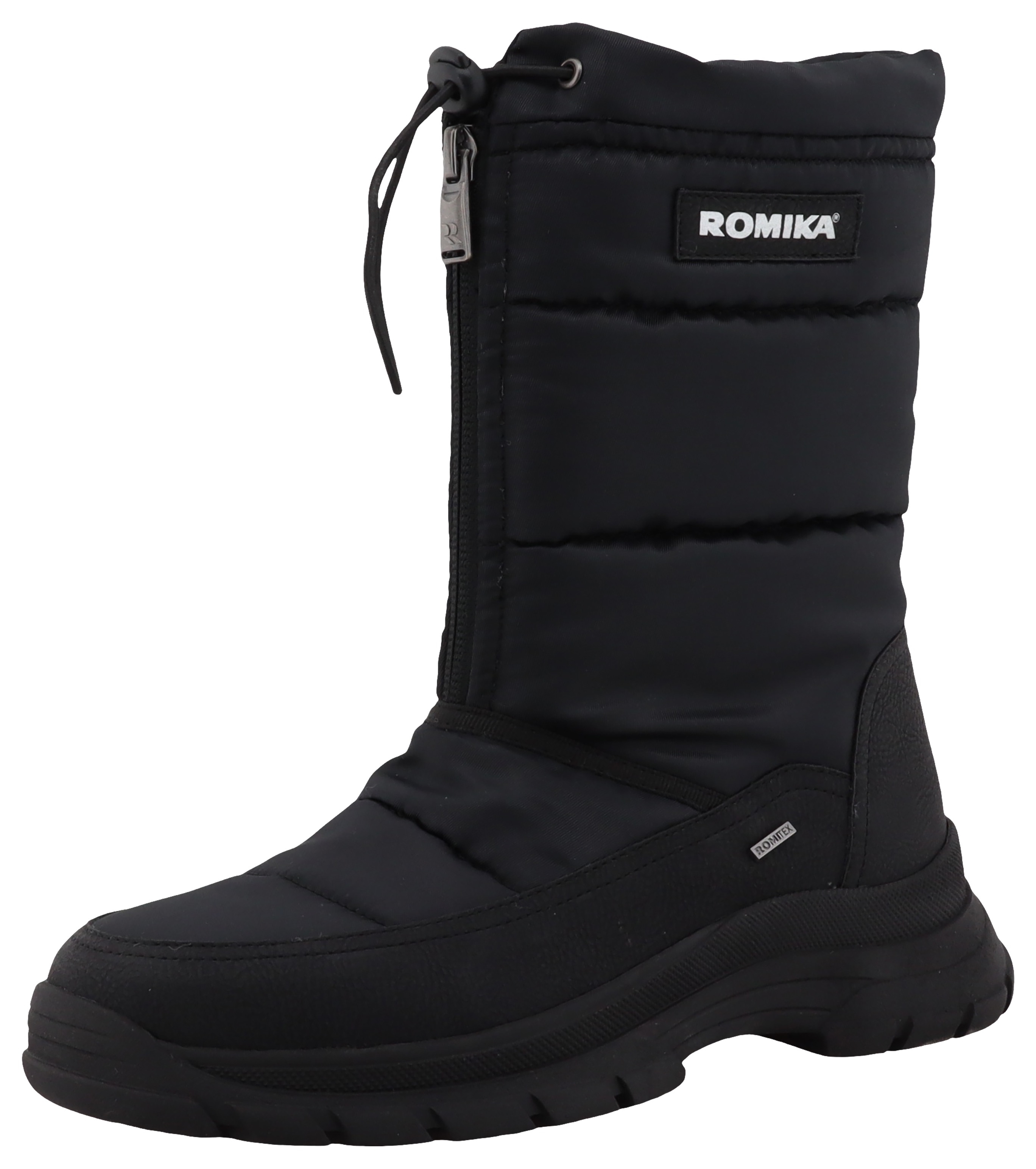 Winterstiefel ROMIKA, Damen, Gr. 39, schwarz, Lederimitat, Textil, unifarben, Schuhe Winterstiefel, Keilabsatz, Schlupfstiefel mit wasserabweisender ROMITEX-Membran