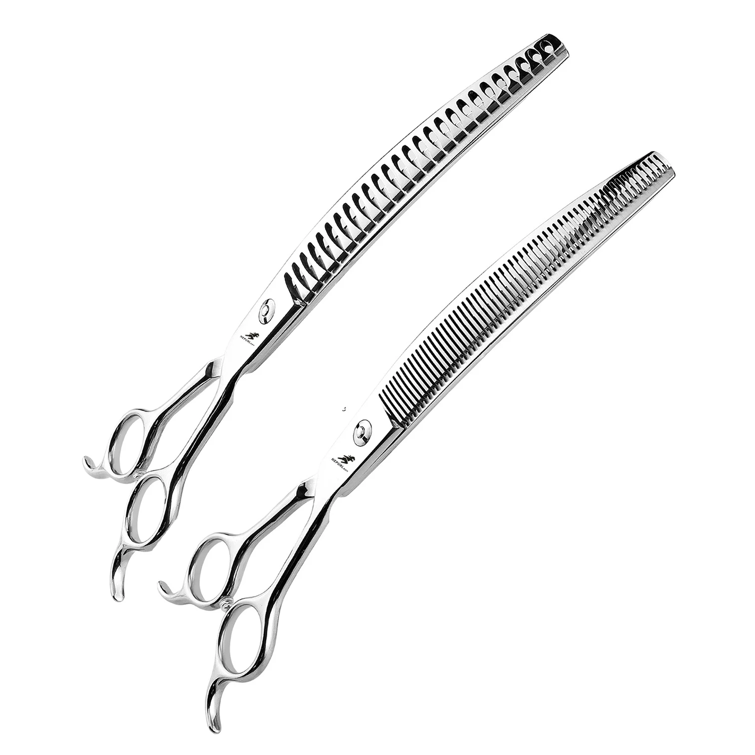 Hundepflegeschere aus japanischem Edelstahl, 20,3 cm, professionelle Haustierschere, gebogene Chunker-Schere für Groomer, Ausdünnungsschere Image