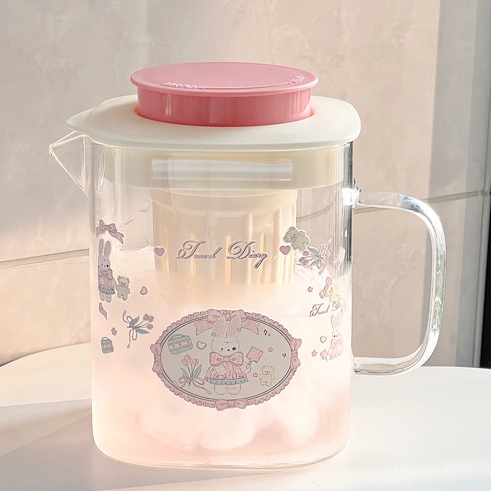 1000 ml süße bogenförmige Glas-Teetasse, hochwertiger Haushaltsglasbecher, Wasserbecher für Mädchen, Saftmilchbecher Image