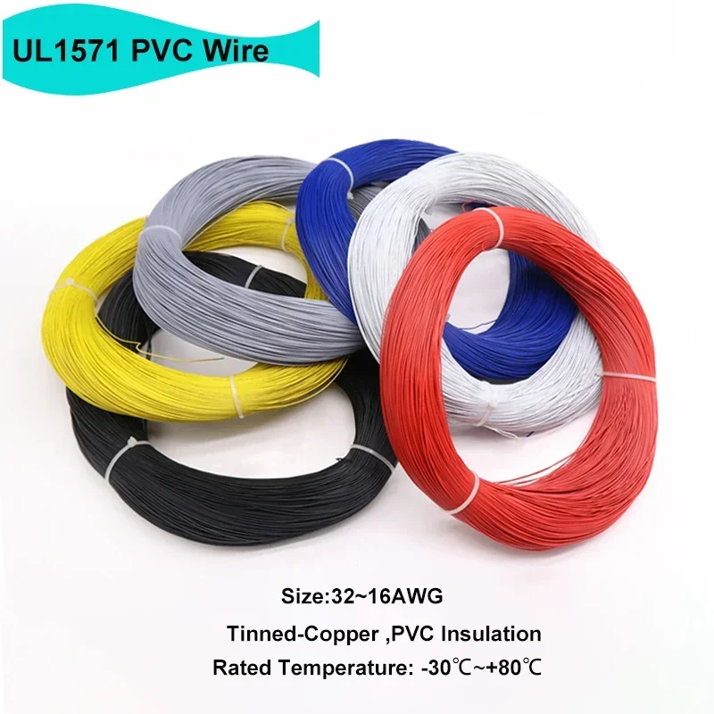 10/30/50/100m ul1571 elektronisches Kabel 32 30 28 26 24 22 20 18 16awg PVC-isoliertes verzinntes Kupferkabel DIY LED-Leitung Image
