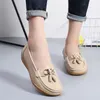 2024 neue Mokassins Frauen Wohnungen Herbst Frau Faulenzer Aus Echtem Leder Weibliche Schuhe Slip Auf Ballett Bowtie frauen Schuhe Große größe
