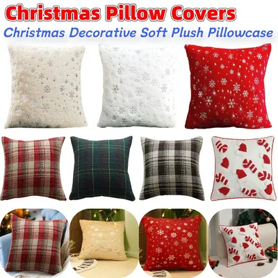 Weihnachten dekorative weiche Plüsch Kissenbezug Kissenbezug Couch Kissenbezug für Couch Sofa Urlaub Image
