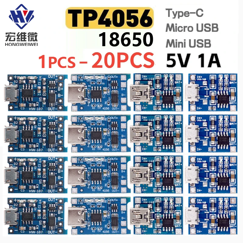 Micro Typ-C USB 5V 1A TP4056 Lithium-Batterie-Ladegerät-Modul Ladeplatine mit Schutz Doppelfunktionen Stromschutz Image