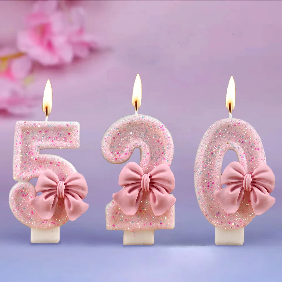 1pc Nummer 0-9 Kerze Kuchen Topper Schmetterling Blume Geformt Geburtstag Jahrestag Party Kuchen Anzahl Kerze Dekoration Image