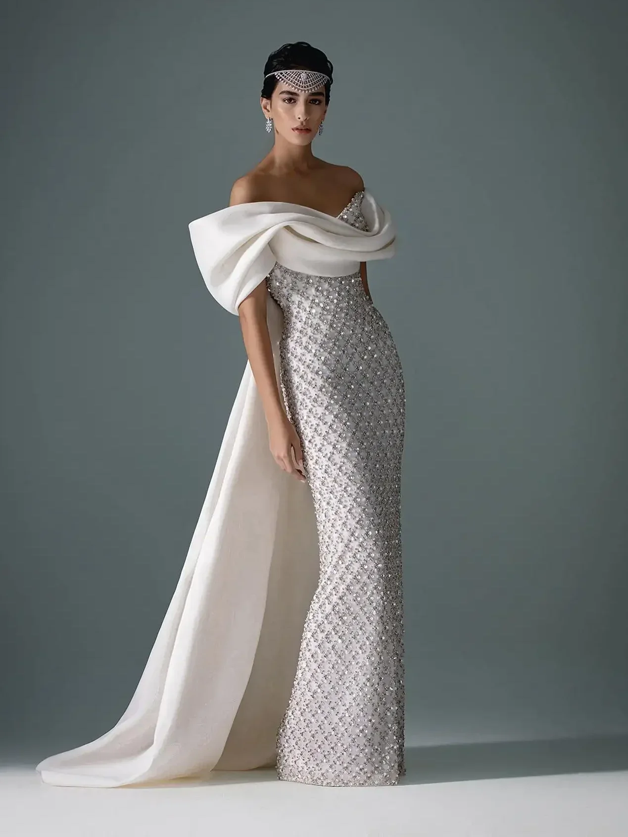 Oisslec Kleid, elegant, Vintage, süß, beige, Spitze, Pailletten, glänzend, U-Boot-Ausschnitt, individuell anpassbar, für formelle Anlässe, Abschlussballkleid, Abendparty-Kleider