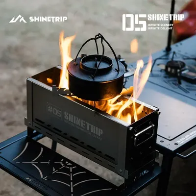 ShineTrip Neueste Winter Edelstahl Outdoor Camping IGT Semi-Unit Sekundäre Brennen Brennen Ofen Faltbare Tragbare Herd