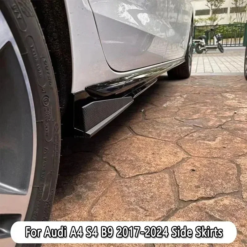 Für Audi A4 S4 B9 B9.5 & Avant 2017-2024 Auto ABT Stil Seitenschweller Lippenverlängerungen Rocker Panels Lip Splitter Bodykit Tuning Image