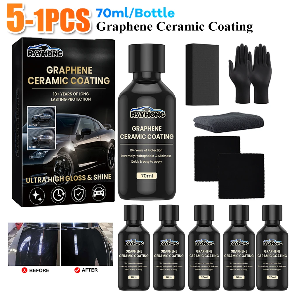1-5PCS Auto Graphene Keramik Beschichtung Auto Detaillierung Beschichtung Polieren Flüssigkeit Wasserdicht Anti Scratch Hydrophobe Farbe Schutz Image
