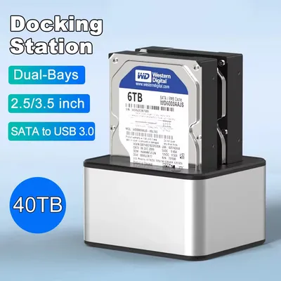 Dual Bay SSD Festplatten-Dockingstation USB C zu SATA HDD Dockingstation für 2,5/3,5 Zoll Festplatten-Dock Offline-Klon