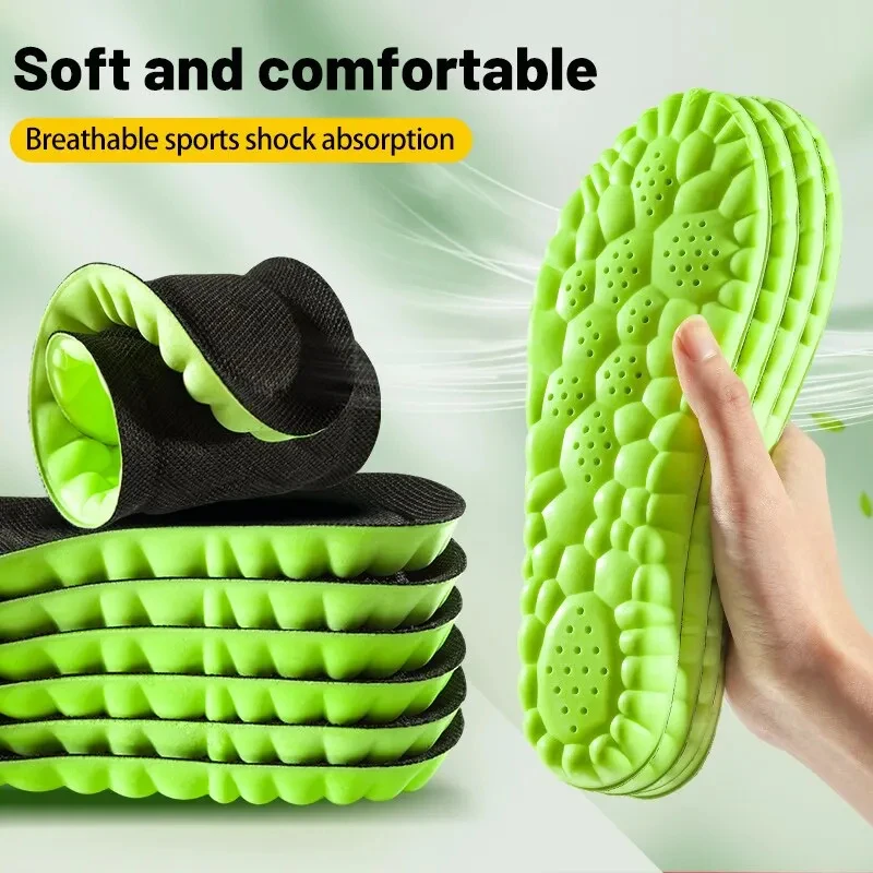 Neue 4D-Massage-Einlegesohlen, superweiche Sportschuhe, Einlegesohle für Füße, Laufkörbe, Schuhsohle, Fußgewölbeunterstützung, orthopädische Einsätze, Unisex Image