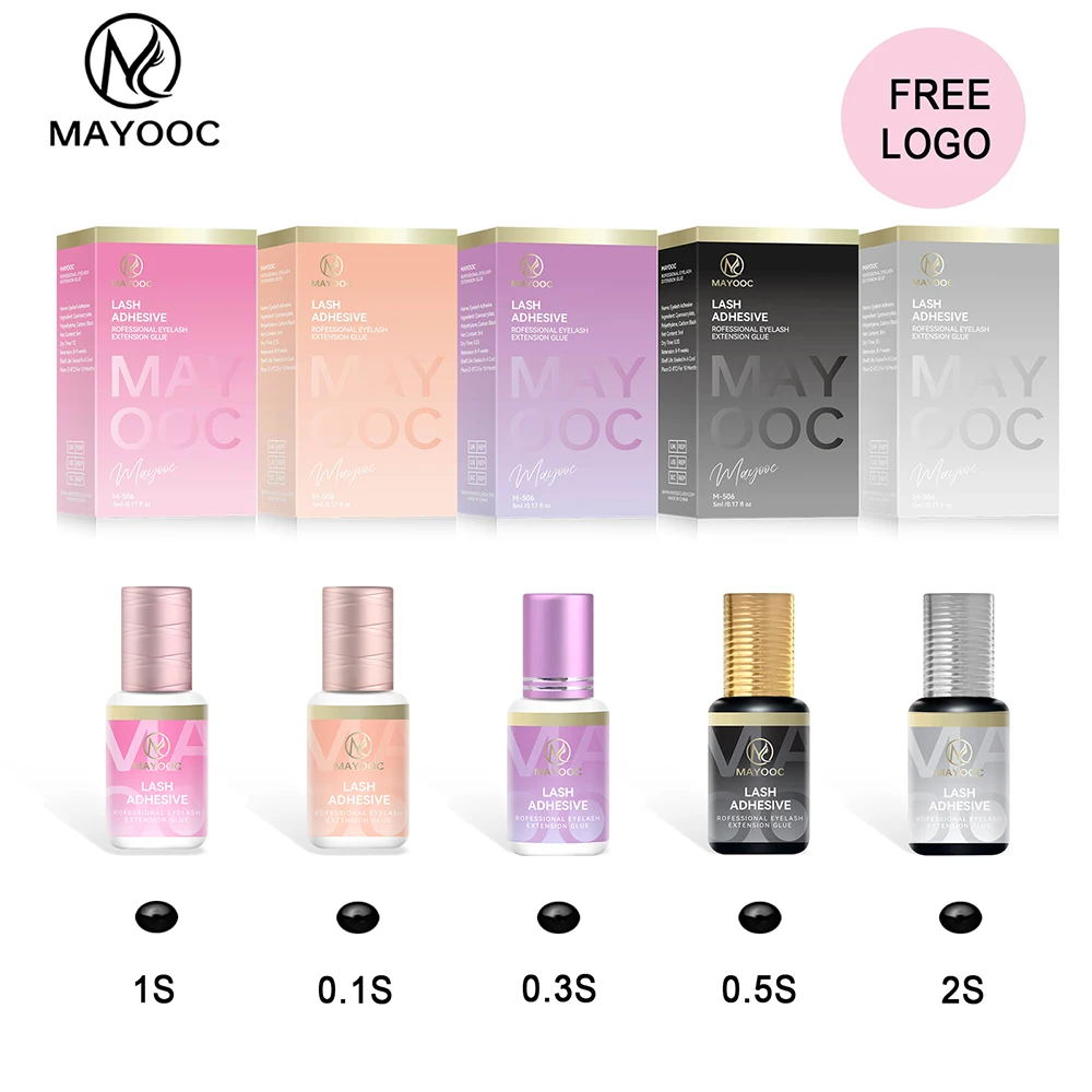 MAYOOC 0,3–2 Sek. Trockener Wimpernverlängerungskleber, individuelle künstliche Wimpern, schwarzes Klebeset für den professionellen Einsatz, kostenloses individuelles Logo Image