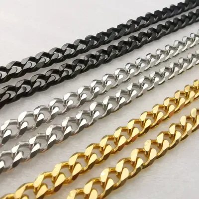 Lot 5meter in groß 5MM schwarz/gold edelstahl Curb Link Kette erkenntnisse schmuck kennzeichnung DIY