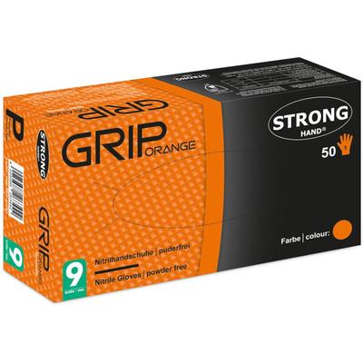 Grip orange Stronghand Handschuhe Nitril 240mm Lang, Puderfrei, 0424 Gr.07 Image