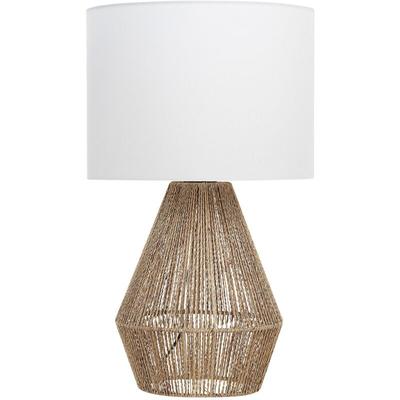 Tischlampe Natürlich und Weiß Metall Vasenform 52 cm Stoffschirm Trommelform Kabel mit Schalter Image