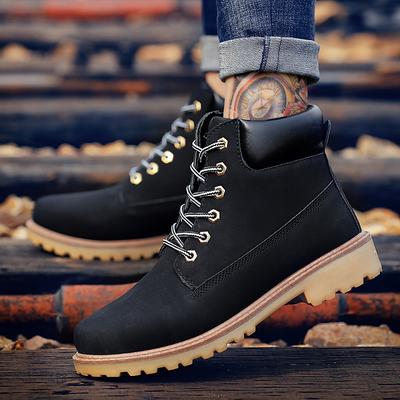 Men's Classic Yellow Work Boots – Durable Lace-Up Ankle Boots with Cushioned Collar and Rugged Sole