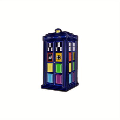 TEMU Dmlsky Zinc Alloy Enamel Pin - Inspired Police Box Brooch Lapel Badge - Sci- Series Collectible Accessory For Fans - 1pc