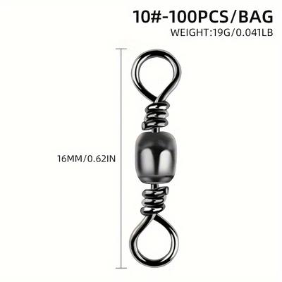 TEMU 100pcs/bag Fishing Barrel Swivels Solid Ring Barrel Fishing Swivel Connector Black Nickle Saltwater Fishing Tackle