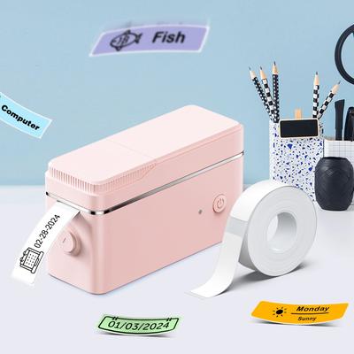 TEMU P31s Mini Label Printer, Wireless Connection, Portable Label Printer, , Wireless Connection, For Ios, , Versatile Multiple Templates, For Home, Office, School, With A Roll Of Label Paper (pink) Image