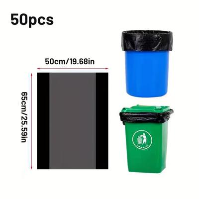 TEMU Heavy Duty Black Trash Bags - 50 Pack, 8-11 Gallon Capacity, Extra Strong 1.14 Mil , Grade Garbage Bags, Ideal For , Hospitals, Leaf And Yard Waste, Outdoor Use - Plastic Material Image
