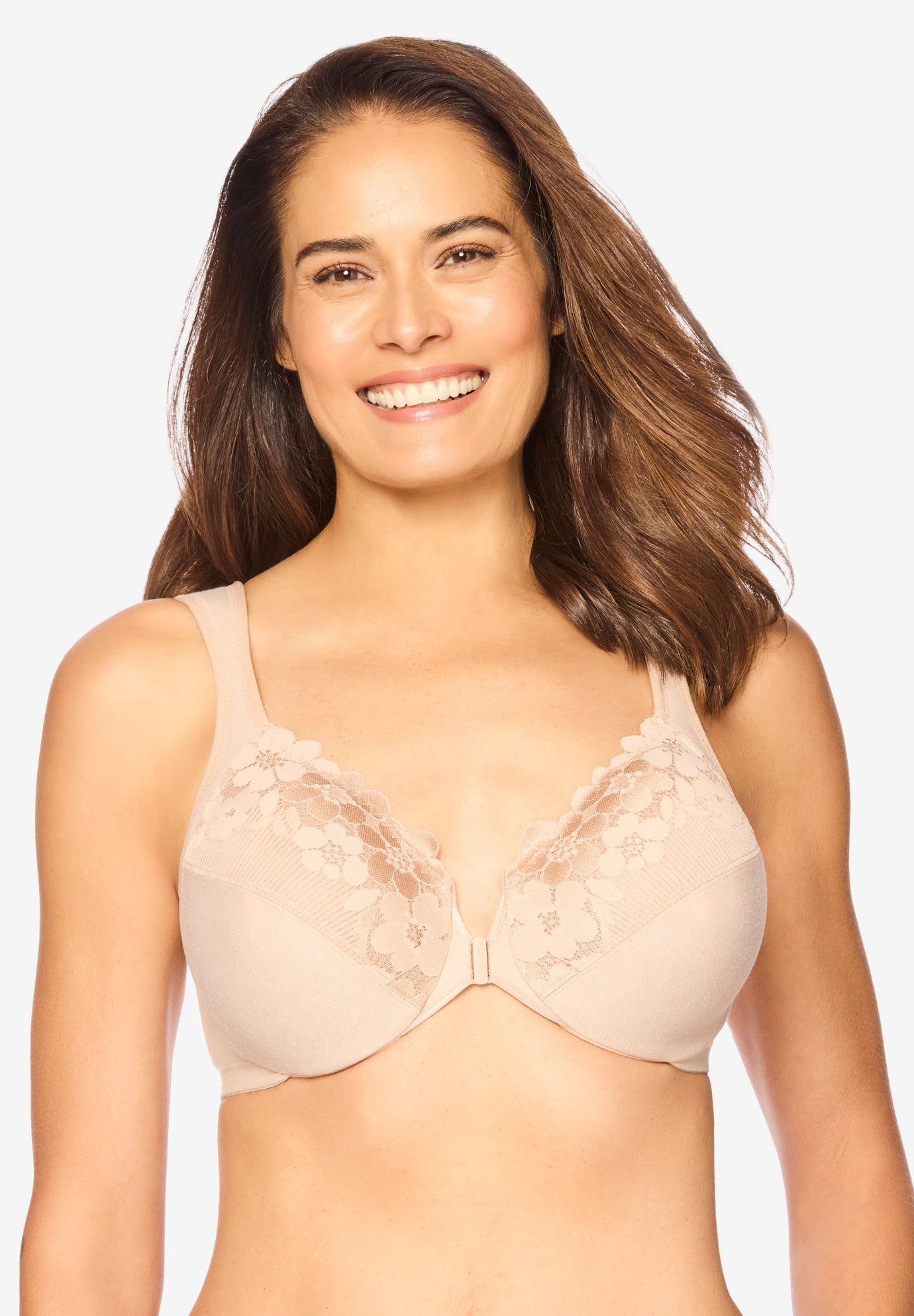 Plus Size Women's Glamorise® Wonderwire® Front-Close Cotton Underwire Bra 1241 by Glamorise in Cafe (Size 46 D)