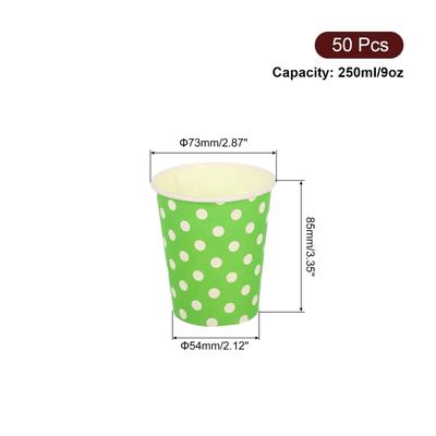 Disposable Paper Cups, 50Pcs 9 OZ Party Decorative Cups for Coffee Tea