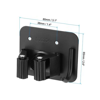 304 Stainless Steel Broom Holder Wall Mount Mop Hanger with Hook