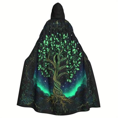 TEMU Halloween Cape Norse Tree Of Life Cape -uv Fluorescent Norse Mythological 's Robe, Suitable For Men And Women, Halloween Cosplay And Party Gifts