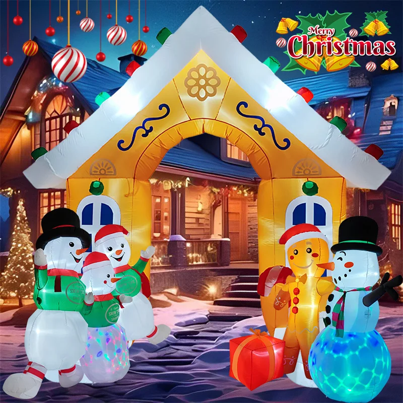 Aufblasbare Spielzeuge Weihnachtsdekorationen Lebkuchenmann Schneemann Bogen Eingebaute LED-Leuchten Modell Party Weihnachten Urlaub Dekor Ornamente Image