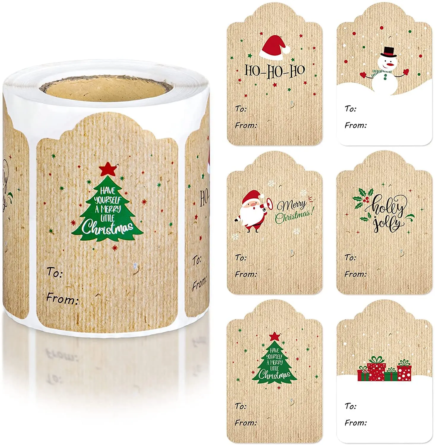 300 Stück/Rolle Weihnachtsgeschenk-Namensschild-Aufkleber für Geschenke, Verpackung, Namen, Schreibetiketten, Weihnachtsdekoration, selbstklebendes Papier Image