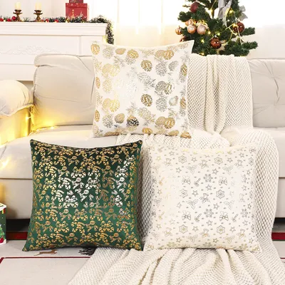 1 pc Weihnachten werfen Kissen bezug Winter Samt Bronzing Weihnachts dekoration Wohnzimmer Image