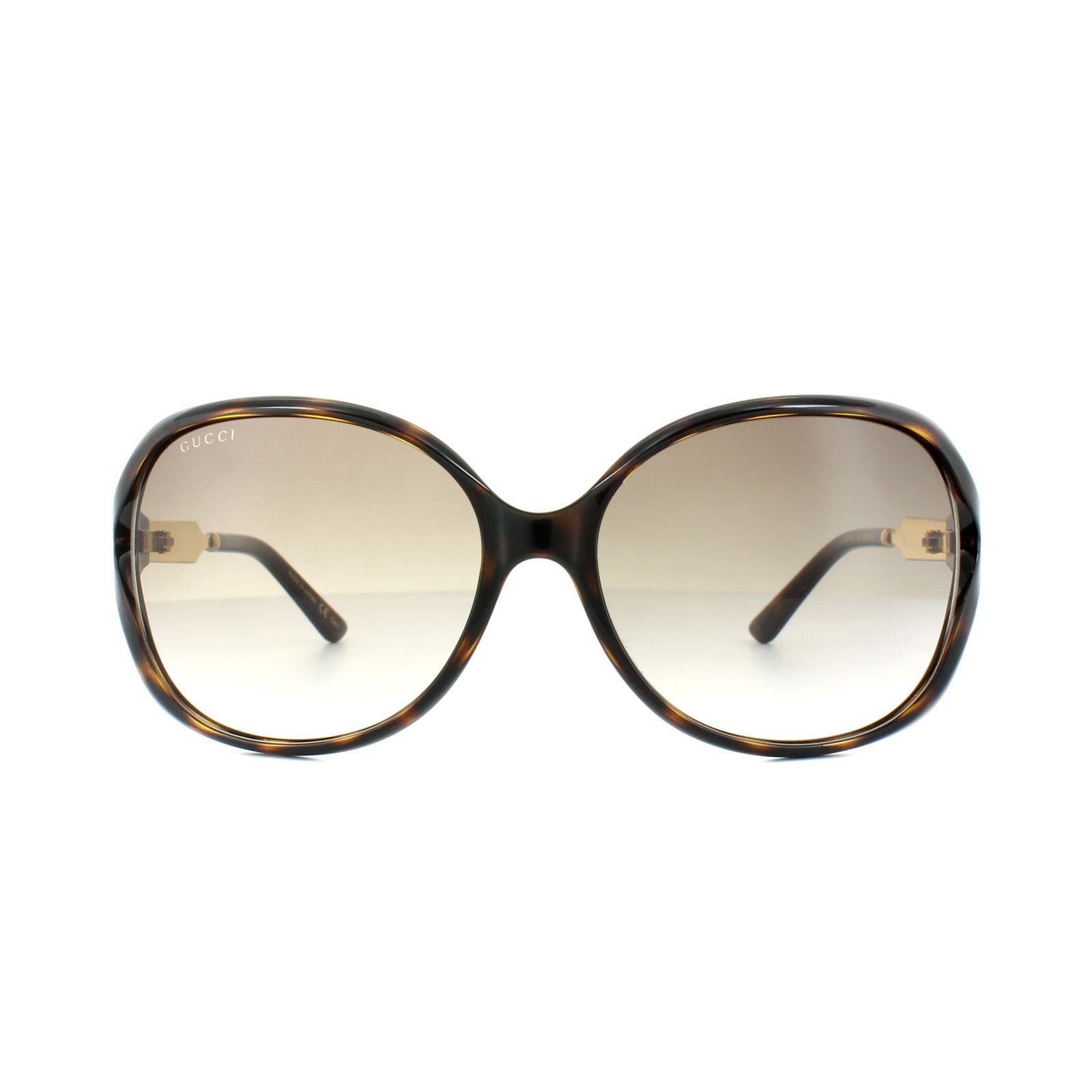Lunettes De Soleil Gucci 0076S 003 Dégradé Brun En Or Havane Image