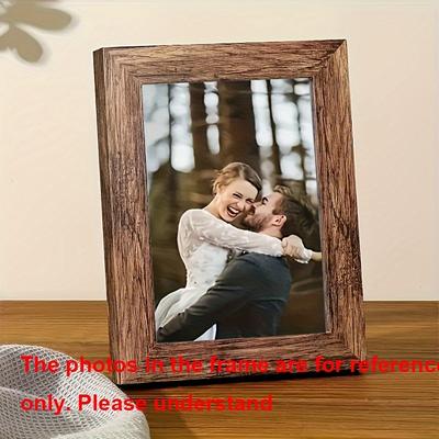TEMU Rustic Distressed Gray Wood Photo Frame With Hd Glass - Versatile For Tabletop Or Wall Display, Decor, Ideal Graduation Gift Image