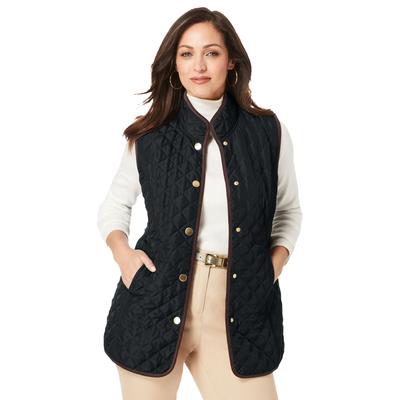 Plus Size Women's Quilted Vest by Jessica London in Black (Size 28 W)