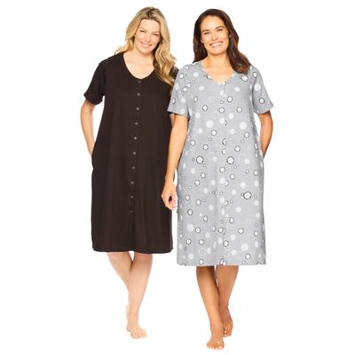 Plus Size Women's Dreams & Co® 2-Pack Sleepshirt by Dreams & Co. in Heather Grey Dot (Size L)