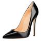 COLETER Women's Sexy Pointed Toe High Heels,4.72 inch/12cm Patent Leather Pumps,Wedding Dress Shoes,Cute Evening Stilettos, Matte Black, 9.5
