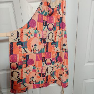 Disney Kitchen | Disney Parks Apron Disneyland Theme Castle Letters Kitchen Linen Pink Orange | Color: Orange/Pink | Size: Os