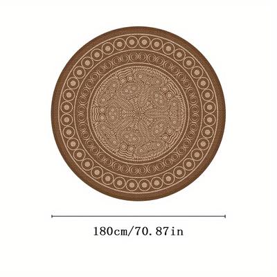 TEMU Bohemian Ethnic Style Round Tablecloth, Machine Made Woven Polyester, Stain And Water Resistant, Perfect For Indoor, Outdoor, Home Kitchen, Banquet, Picnic Use - 1pc