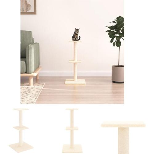 The Living Store - Kratzbaum mit Sisal-Kratzsäulen Creme 73 cm - Kratzbäume - Creme