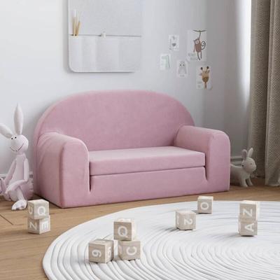 Vidaxl - Kinder-Schlafsofa 2-Sitzer Rosa Weicher Plüsch Image