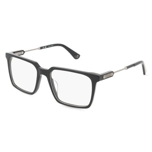 Police VPLN28 Herren-Brille inkl. Gläser Vollrand Eckig Acetat-Gestell 53mm/17mm/145mm, schwarz