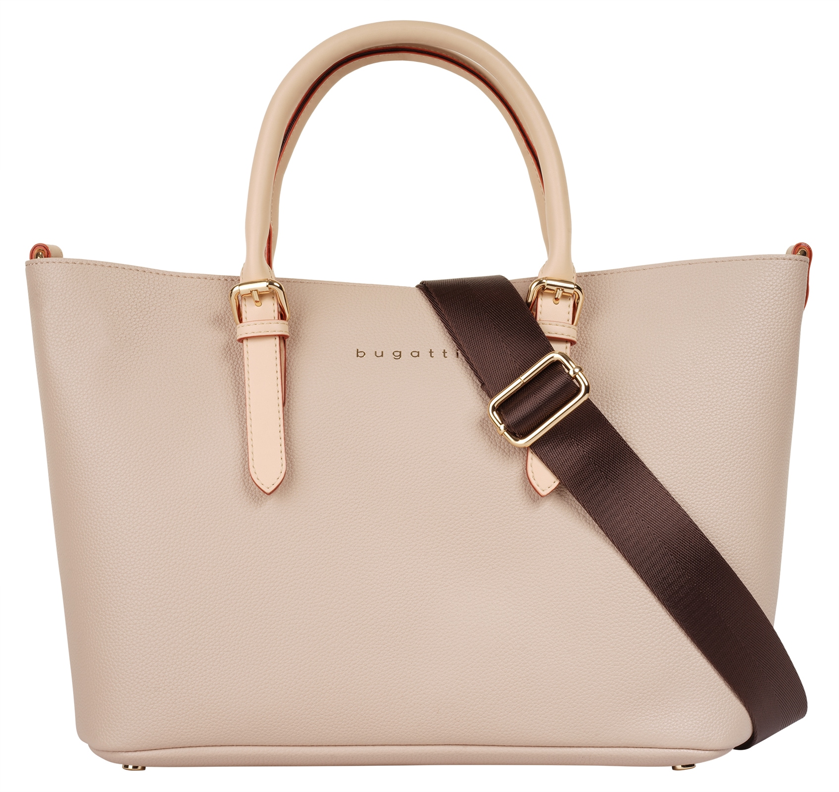 Shopper BUGATTI "ELLA", Damen, Gr. B/H/T: 38cm x 23cm x 10cm onesize, beige, Polyurethan (PU), unifarben, Taschen Shopper