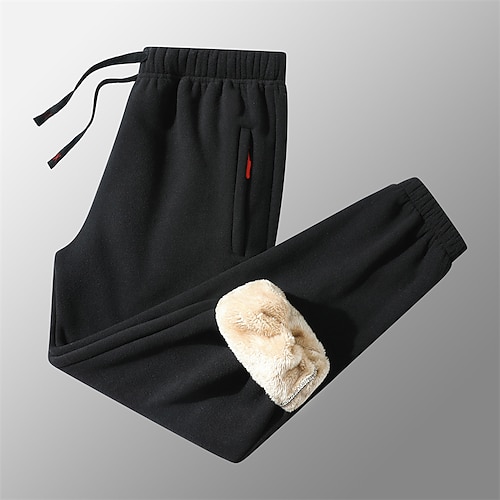 Herren Sherpa Sportliche Hosen Jogginghose Trainingshose Jogginghose Jogger Hose Hosen Tasche Kordelzug Elastische Taille Glatt Komfort Warm Sports Outdoor Täglich Modisch Brautkleider schlicht Image