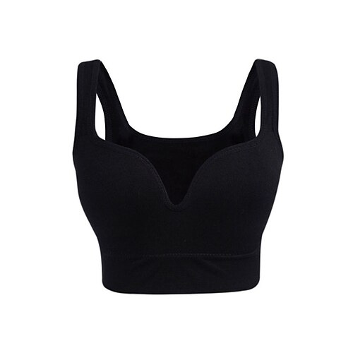 Damen BH-Oberteil Unterwäsche BH-Top Bequem Atmungsaktiv Stoßfest Herausnehmbare Polsterung Drahtlos Einfach Sport Sportkleidung Schwarz Weiß Yoga Fitness Leger Image