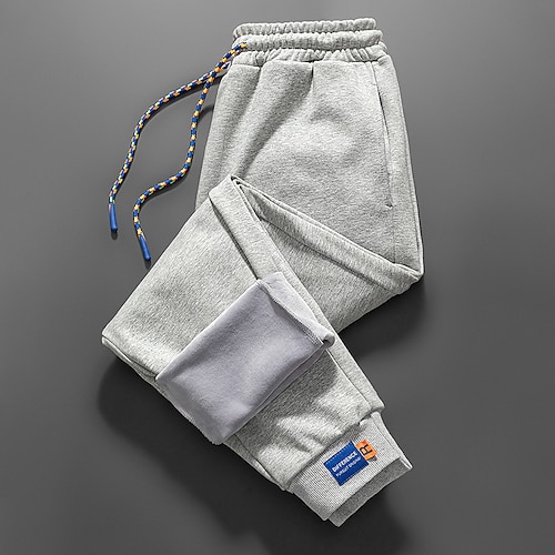 Herren Sherpa Fleecehosen Jogginghose Trainingshose Jogginghose Jogger Hose Hosen Tasche Kordelzug Elastische Taille Glatt Komfort Warm Sports Outdoor Täglich Modisch Brautkleider schlicht Schwarz Image